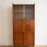 Vintage wooden secretary with display case, 1960s