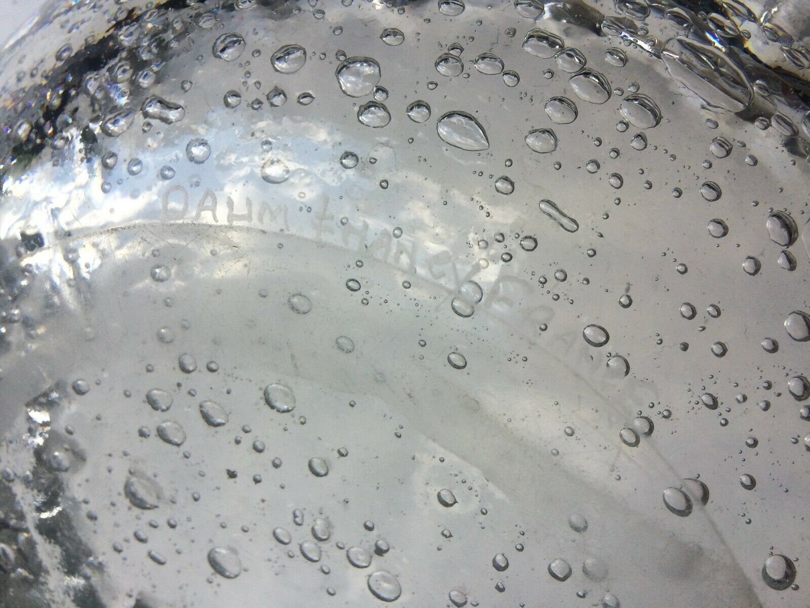 Coupe creuse cannelée en cristal soufflée bullée Daum Nancy France