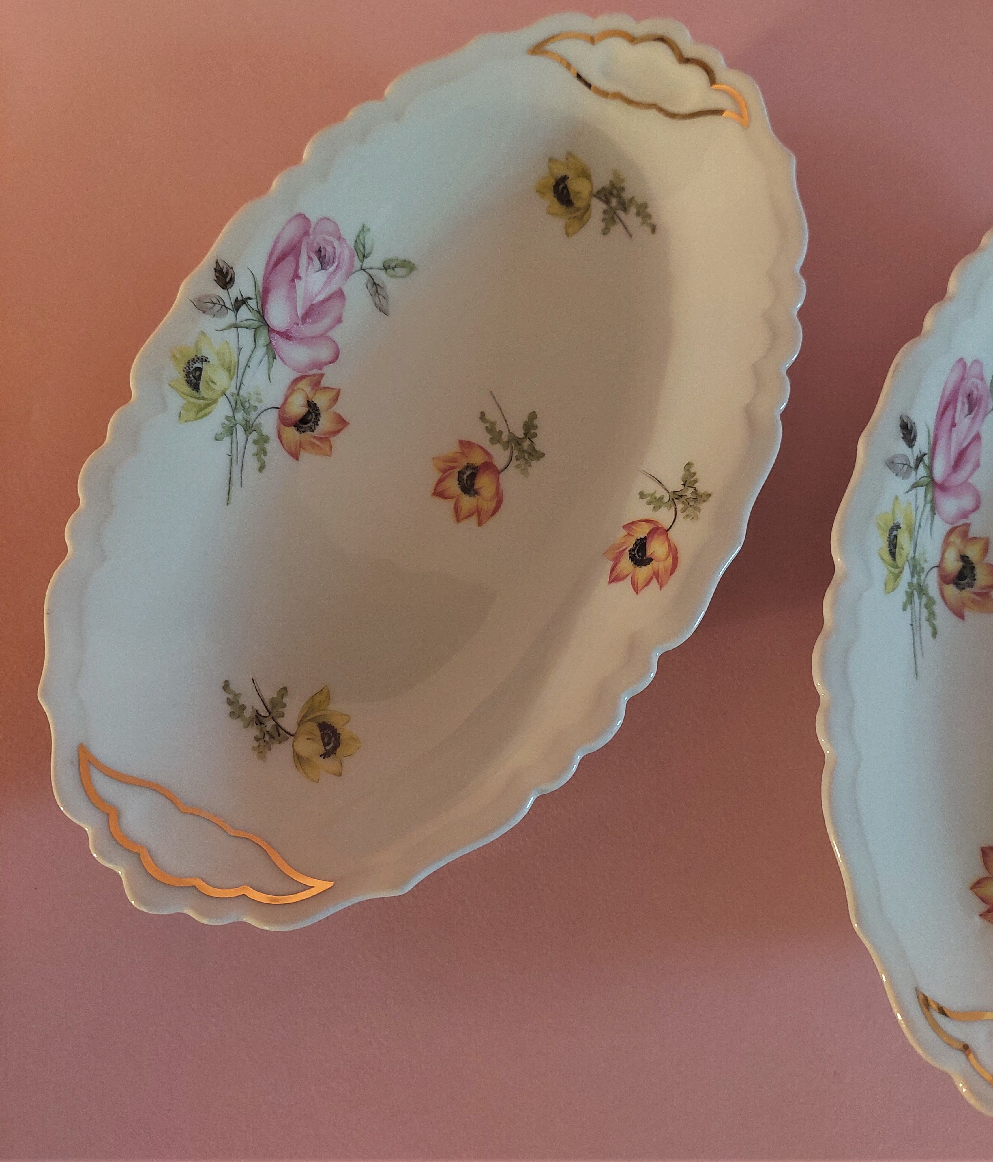 Dishes raviers lot of two porcelain of Limoges Charbernaud and Larcher
