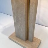 Travertine and brass lamp with original lampshades