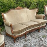 Velvet sofa and 2 armchairs