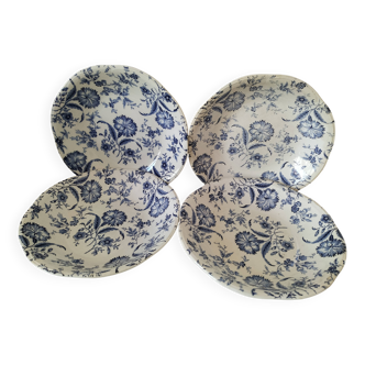 Ensemble de 4 assiettes creuses Gien et Enoch Wedgwood