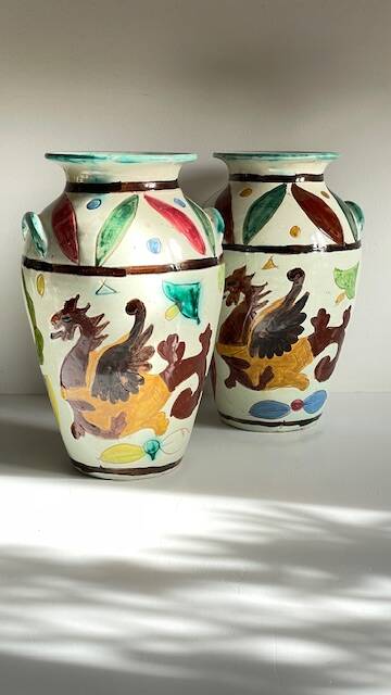 Vases vintage italy motif dragon