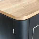 Superb Art Deco sideboard in matte black and raw wood