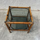 Small bamboo table and glass top