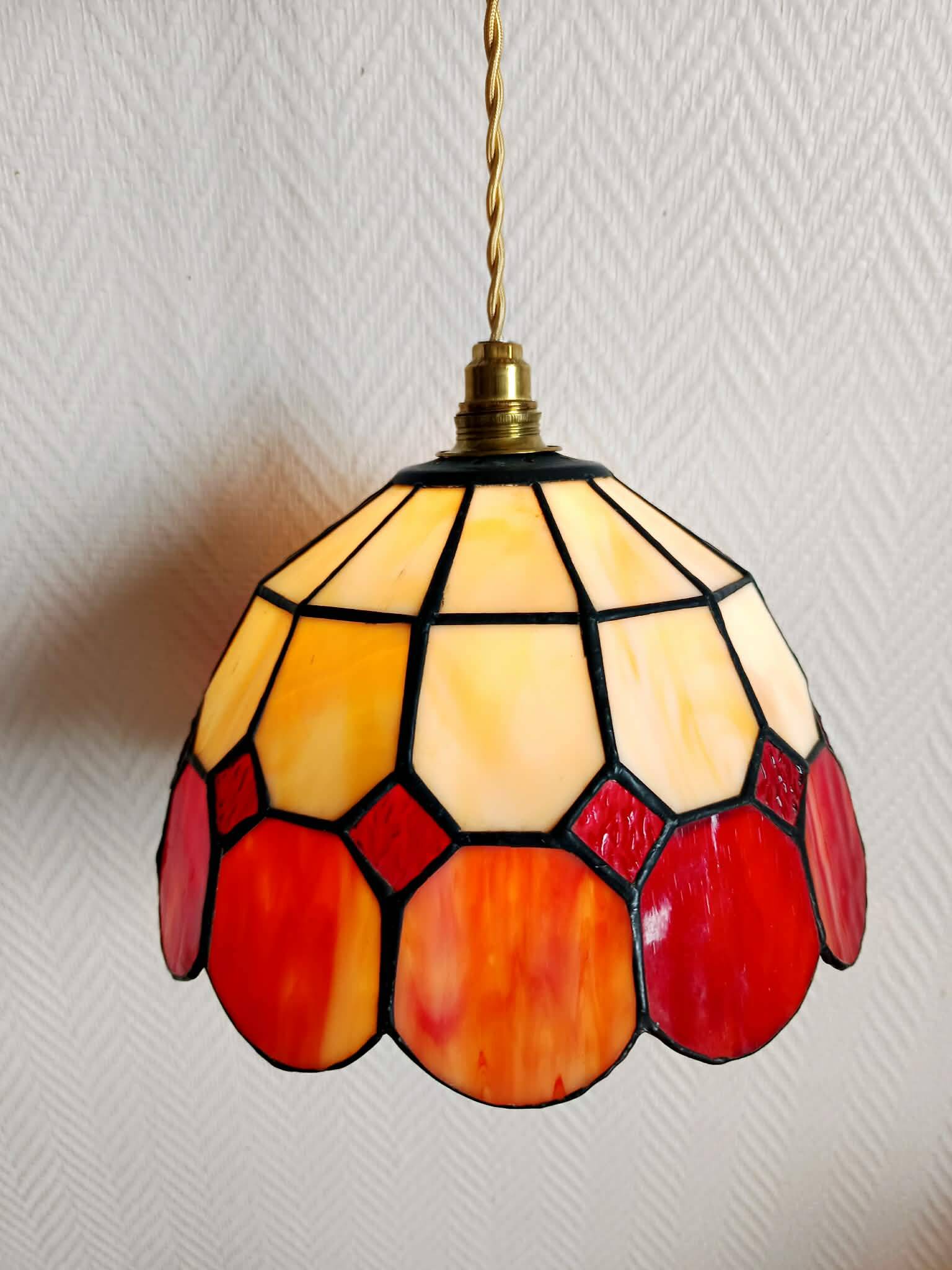 Pair of Art Deco Tiffany style pendant lights