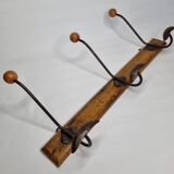 Old wall coat rack "bistrot" 1900, three hooks, 50 cm