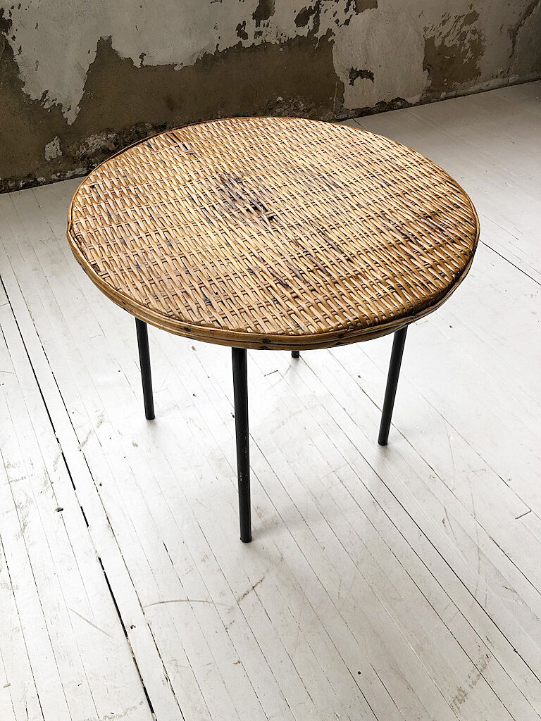 Wicker and metal coffee table