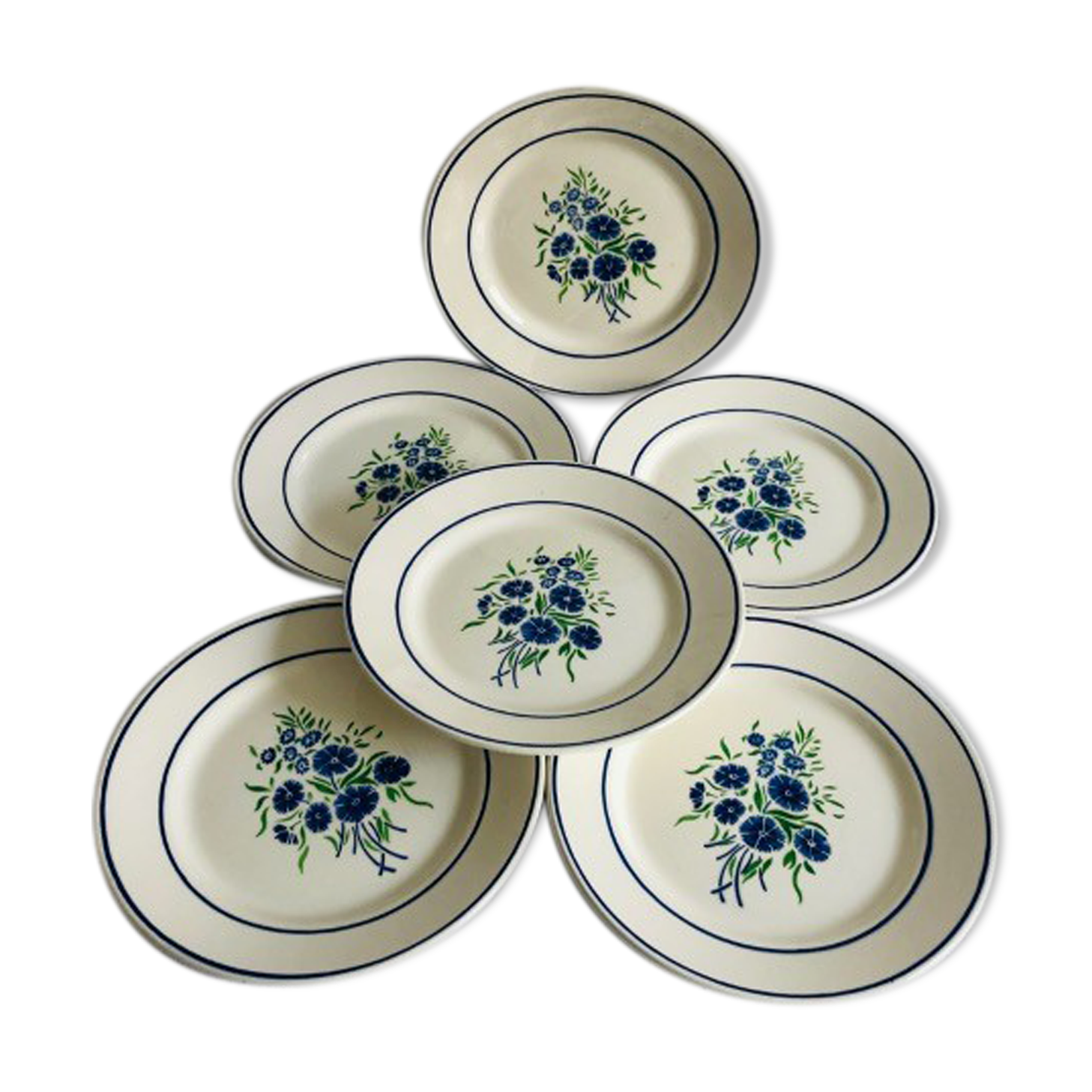 6 dessert plates - Faience Badonviller