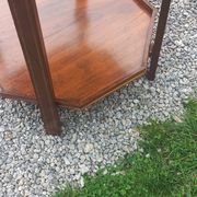 Art Deco folding side table in mahogany with double top marquetry.