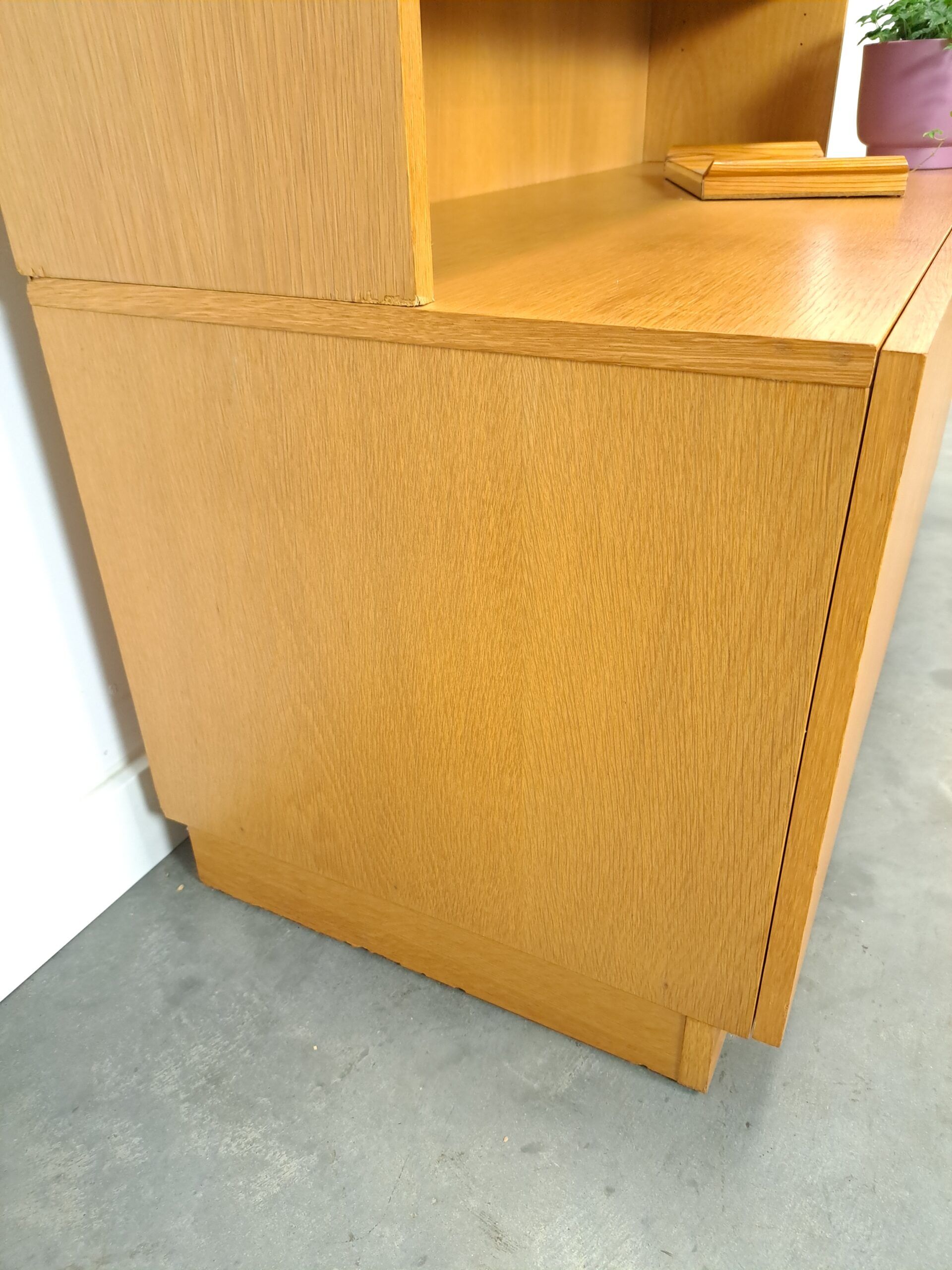 Tall LP display cabinet with glass doors and magazine shelf from Sweden