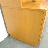 Tall LP display cabinet with glass doors and magazine shelf from Sweden