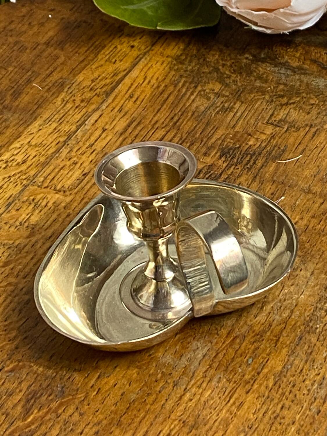 Brass heart candle holder