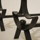 Pair of modernist wrought iron fire dogs