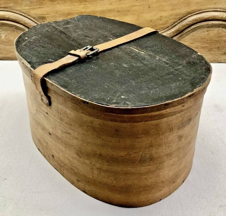 Old bent wood fur hat box
