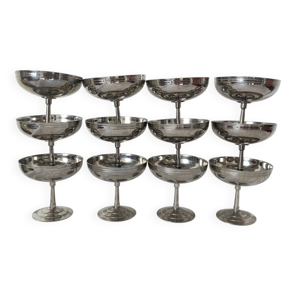 Service de 6 coupes à glace inox Rémy Letang 1970