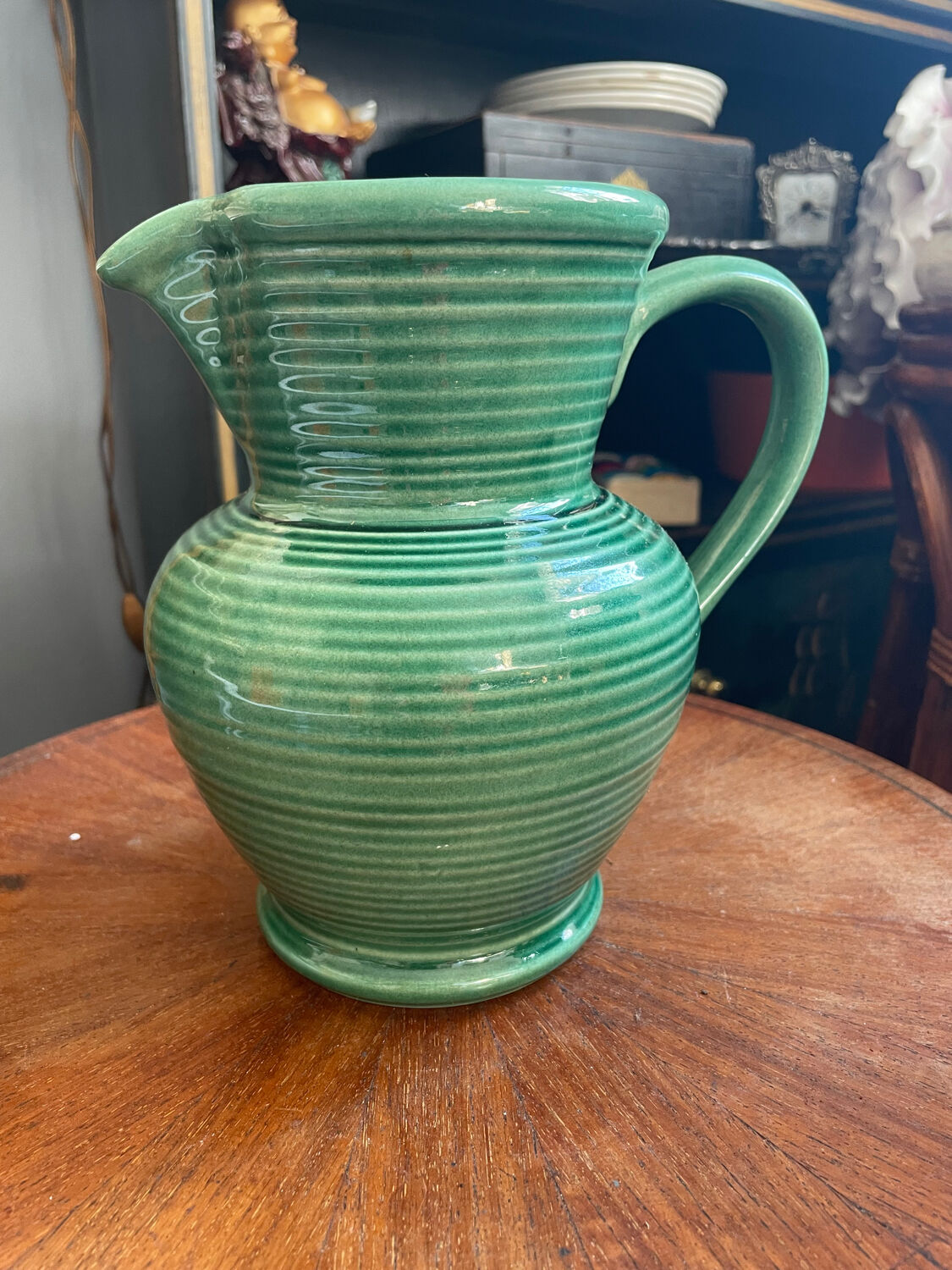 Portugal ceramic green pitcher
