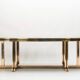 Table laquée rouge laiton 1970