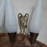 Duo of double appliques in brass and opalines