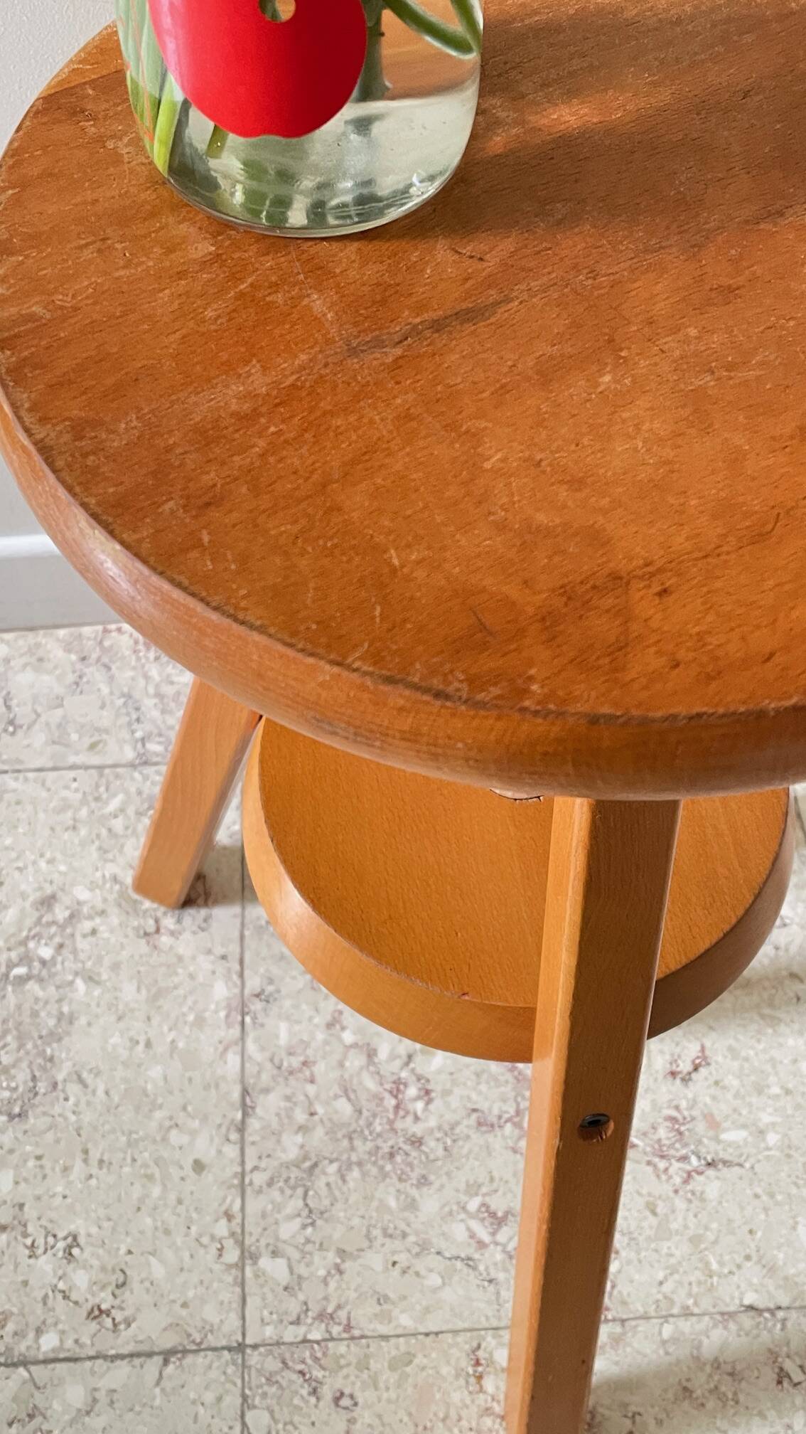 Vintage Solid Beech Screw Stool