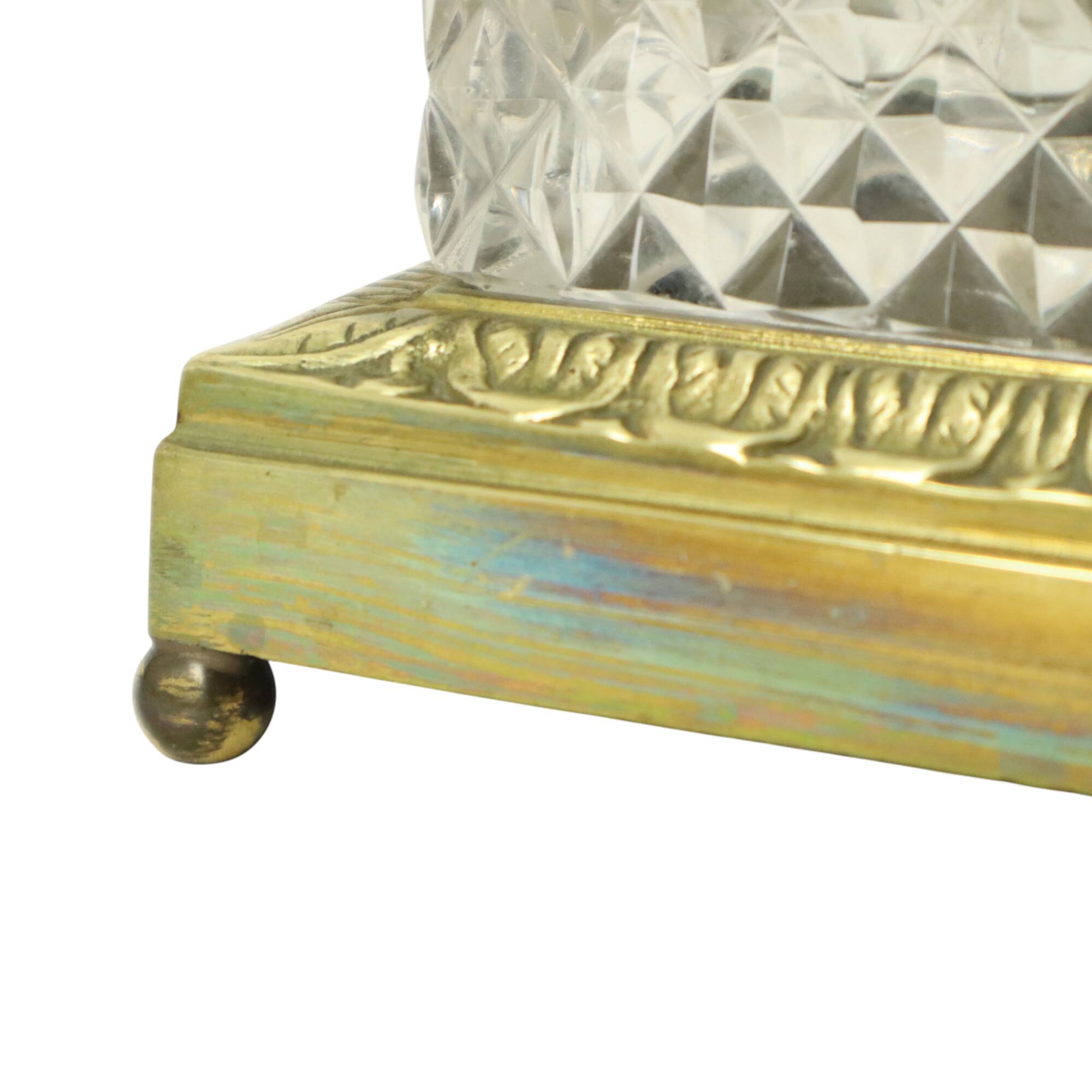 Empire Table Lamp Cut Crystal Diamond Pattern Gilded Bronze