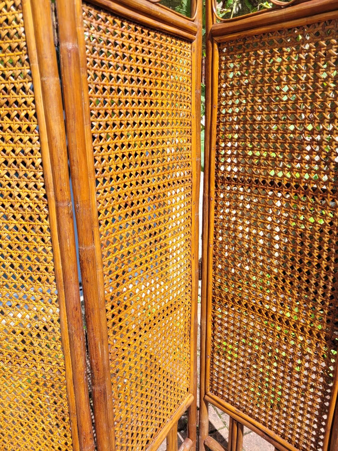 Wood and cane screen