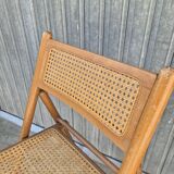 Set of 4 vintage Italian folding chairs in cane 1970s