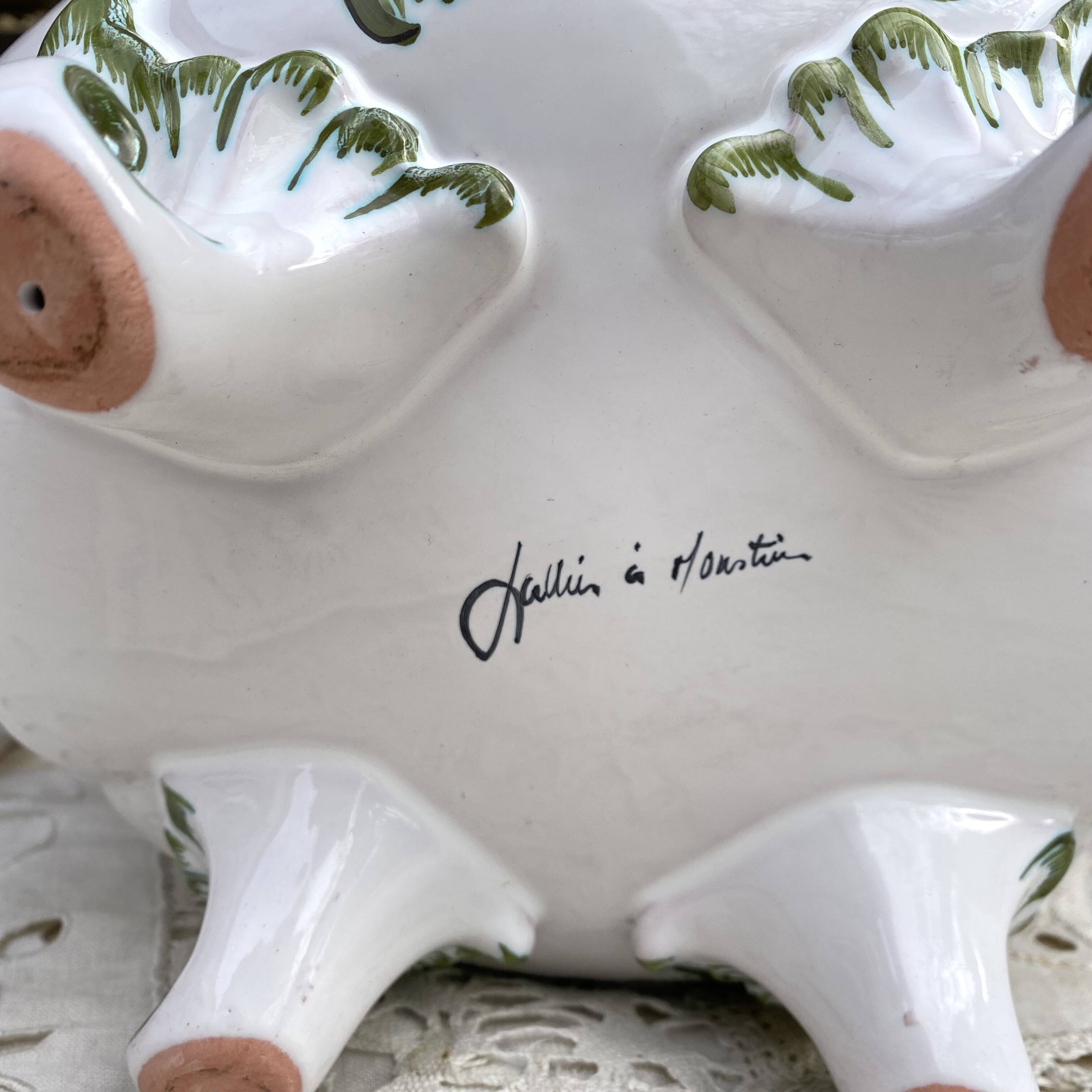Hand-decorated earthenware soup tureen, Lallier Pottery