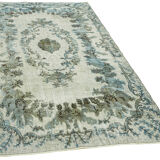 Handwoven overdyed oriental 1970s 185 cm x 295 cm blue carpet