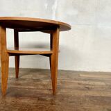 vintage round coffee table in light oak