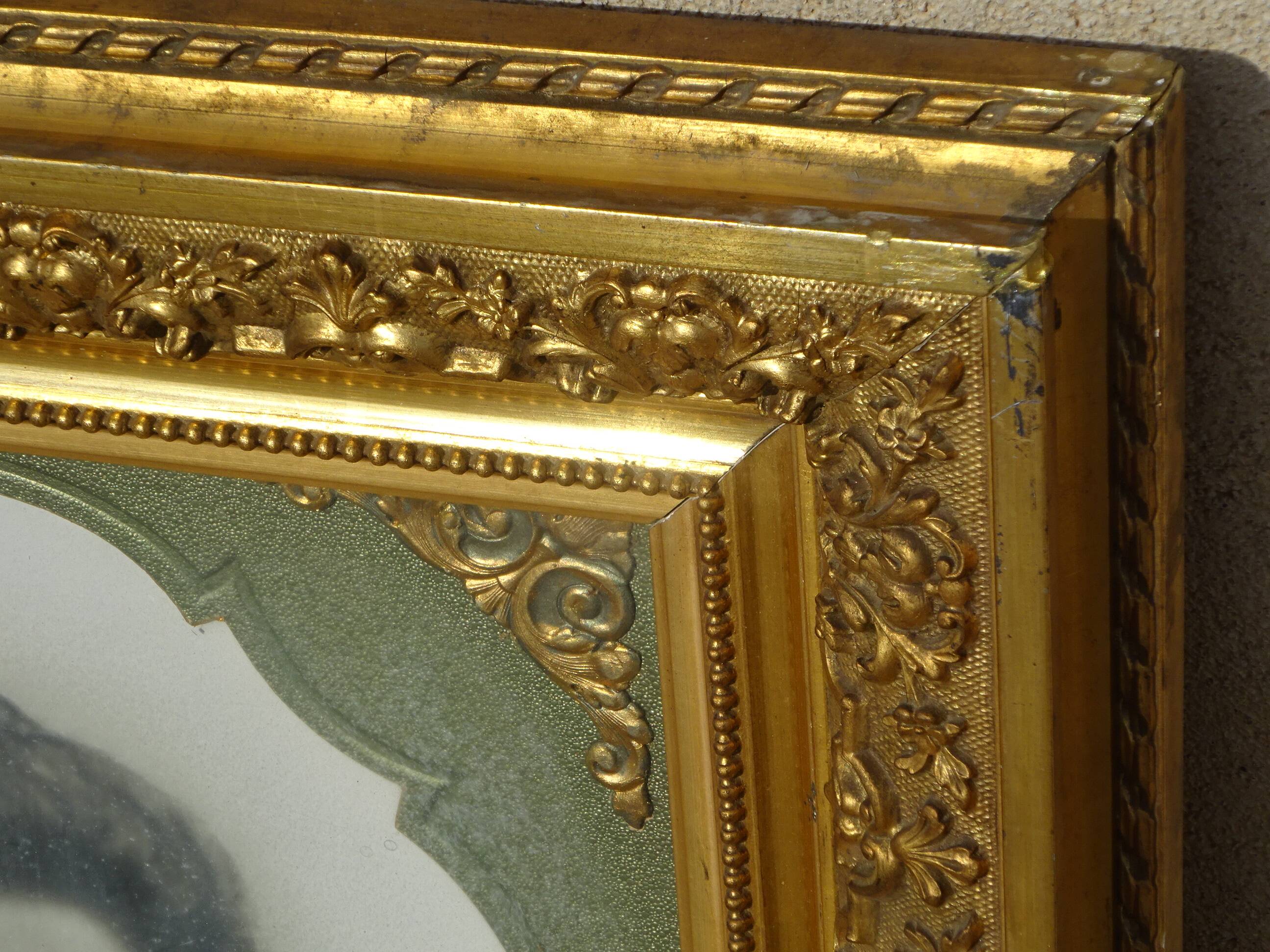 old photo portrait in golden frame (54x62 cm), 1910