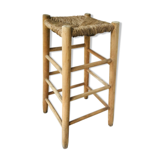 Tabouret haut paillé - XXe siècle