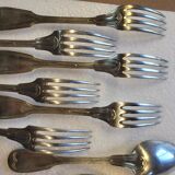 Silver metal housewife 6 spoons, 6 forks