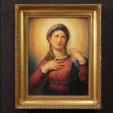 19th century panel painting, Virgin Mary in contemplation