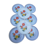 Lot de 8 assiettes plates Arcopal à fleurs