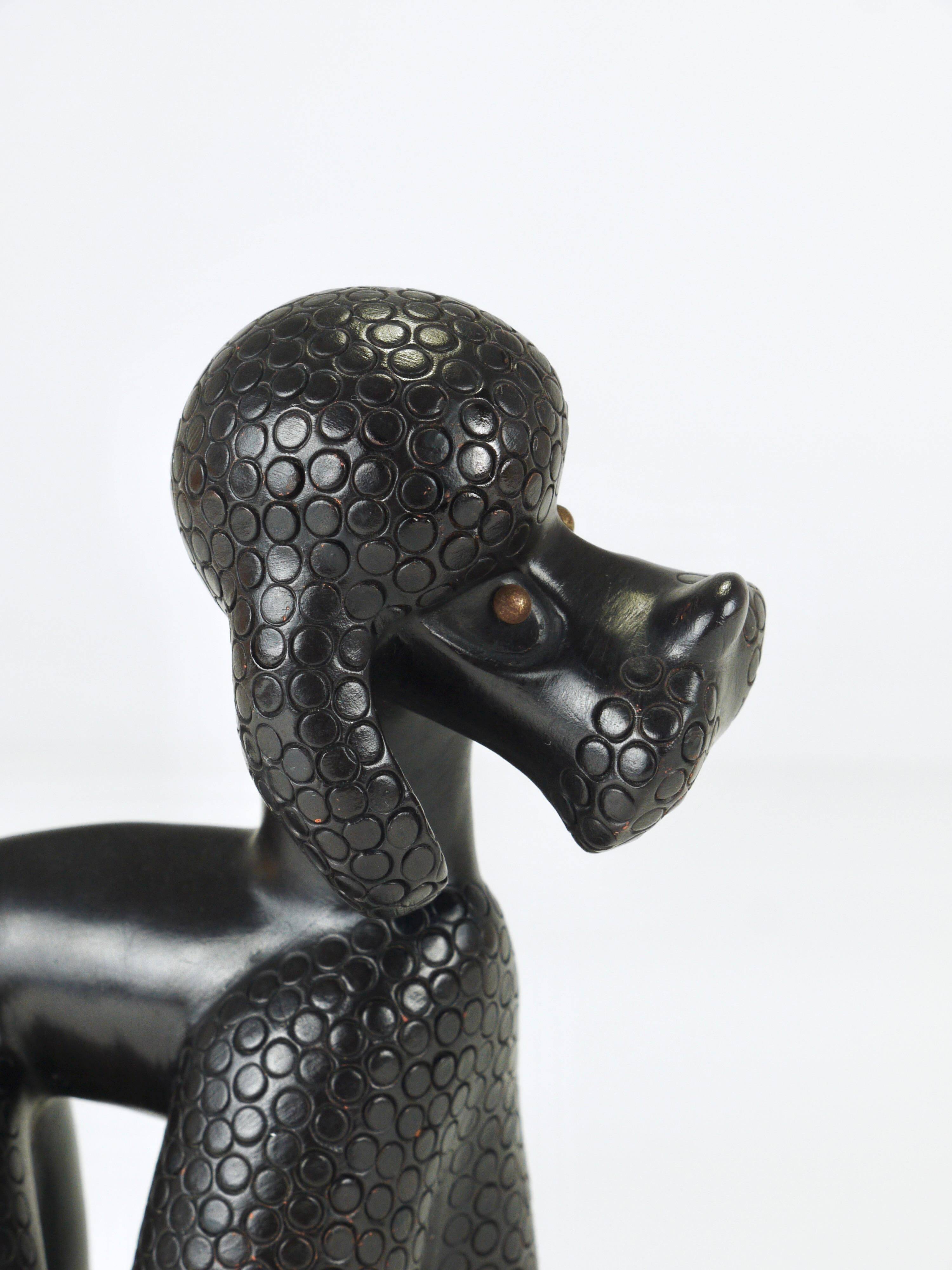 Charming Poodle Figurine Sculpture by Leopold Anzengruber, Austria, 1950s