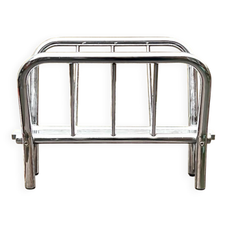 Vintage chrome-plated metal magazine rack – 1970s