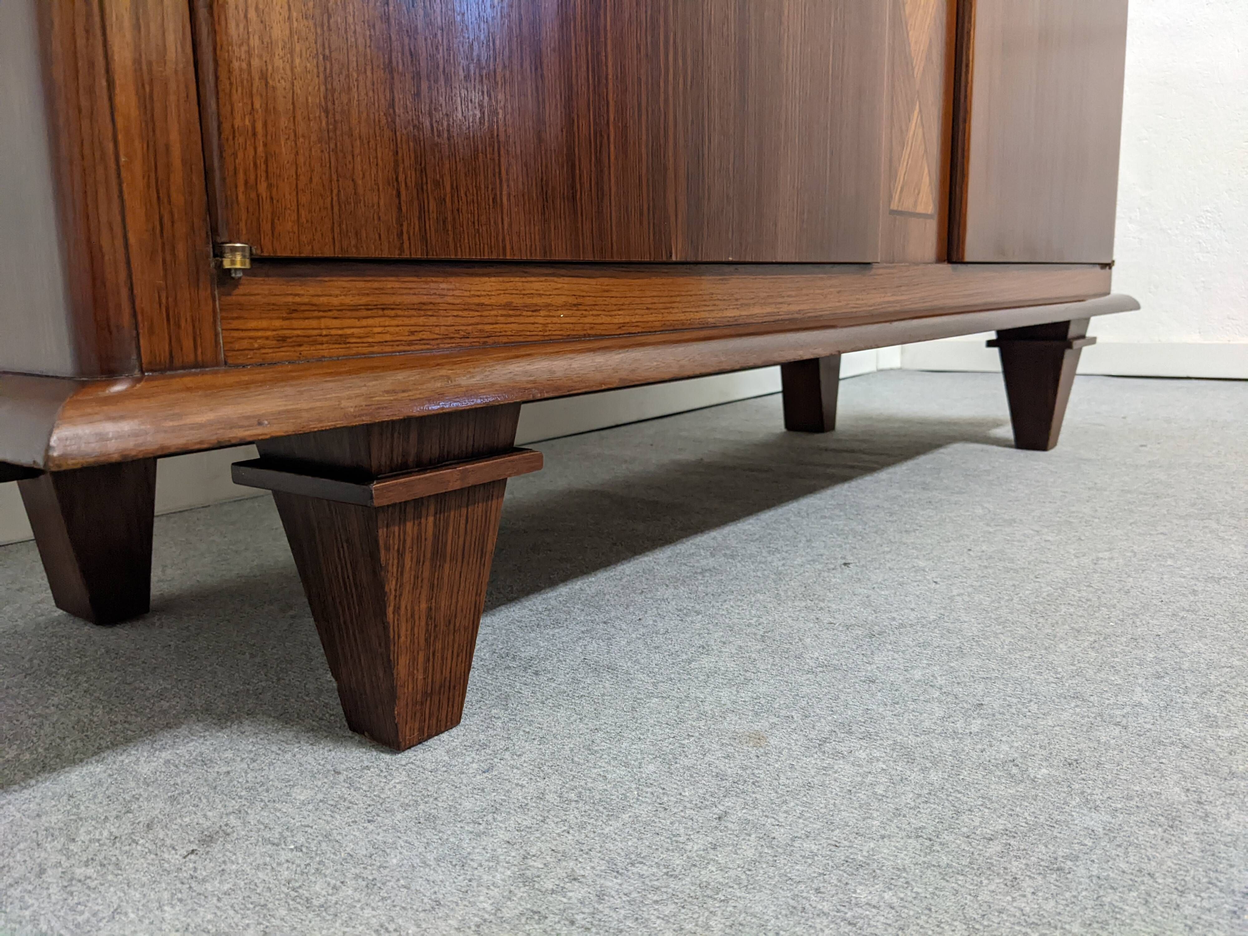 Art Deco style sideboard in rosewood and sycamore, France circa 1950