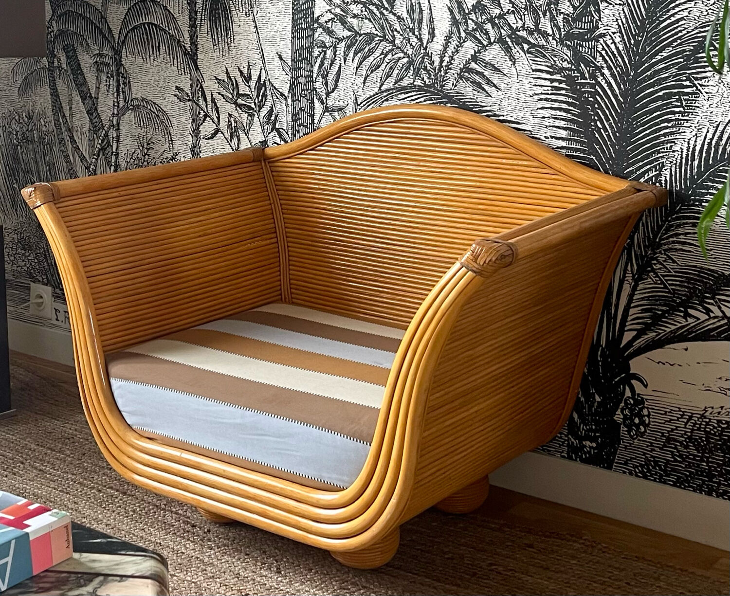 Maugrion armchair in rattan