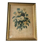 Lithographie encadrée bouquet de violettes PJ Redouté