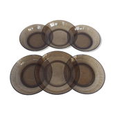 6 hollow smoked glass plates