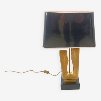 Mid century brass leaf table lamp, 1970s