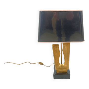 Mid century brass leaf table lamp, 1970s