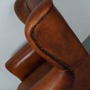 Fauteuil club vintage en cuir couleur cognac hollandais