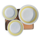 Yellow “FB 37” plates and dish
