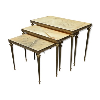 Brass and marble trundle tables