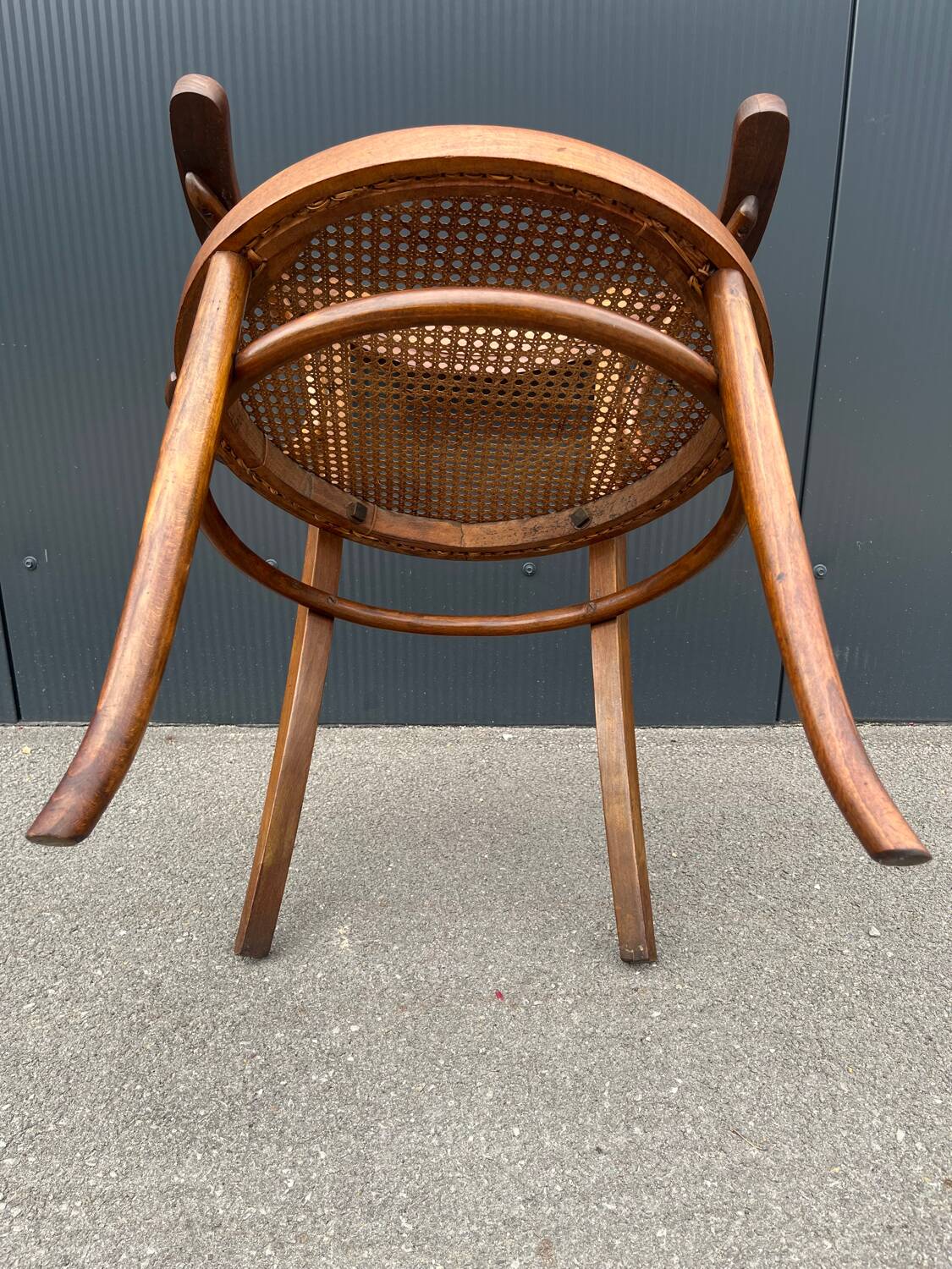 Fischel bistro armchair in wood and canework from the 50s/60s