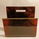 Vintage magazine holder tortoiseshell style & golden brass. Italy 1970