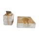 Cerrie Nestore travertine ashtray and table lighter set
