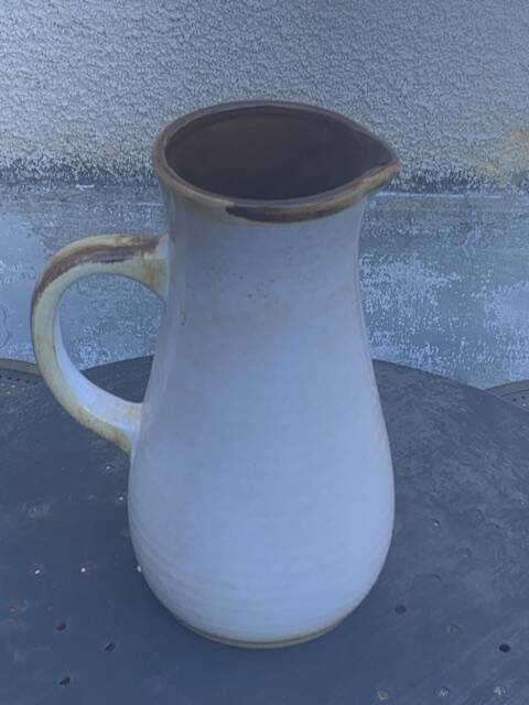 Vase, enameled ceramic jug, chiseled tree motif, west germany vintage 1970, numbered 3047